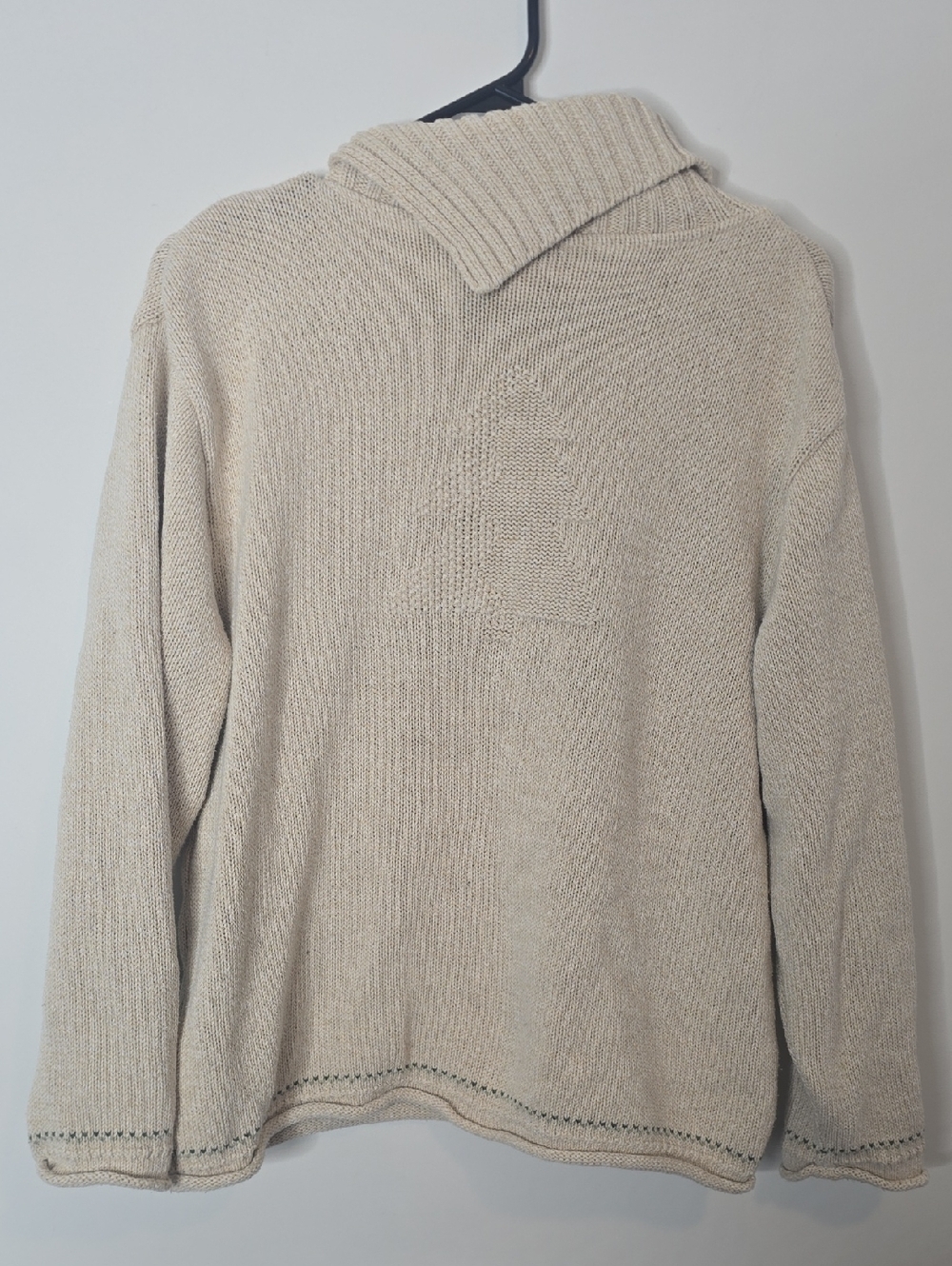 Vintage Beige Knit Women's Christmas  Sweater with Green Tree Motif - Picture 6 of 6